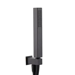 Harbour Status Matt Black Pencil Shower Handset & Wall Bracket - Square