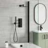 Harbour Status Matt Black Shower Package with 3 Outlet Valve, Fixed Head & Arm, Wall Shower Kit & Overflow Bath Filler