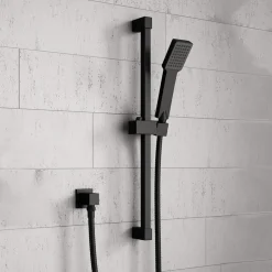 Harbour Status Matt Black Shower Riser Rail Kit With Elbow