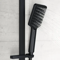 Harbour Status Matt Black Slide Rail Shower Kit with Square Shower Handset & Hose