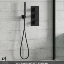 Harbour Status Matt Black Square 3 Outlet Concealed Thermostatic Mixer Valve