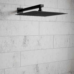 Harbour Status Matt Black Stainless Steel Square Shower Head - 300mm