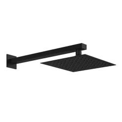 Harbour Status Matt Black Stainless Steel Square Shower Head - 200mm