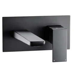 Harbour Status Matt Black Wall Mounted Basin Mixer Tap