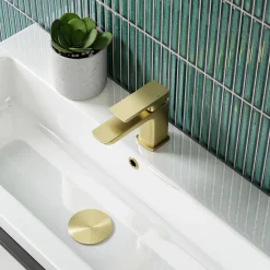 Harbour Status Mini Basin Mixer Tap & Waste - Brushed Brass