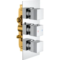 Harbour Status 2 Outlet Concealed Thermostatic Shower Valve (Three Handle) - Chrome