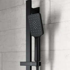 Harbour Status Slide Rail Shower Kit with 3 Mode Handset & Integrated Elbow - Matt Black