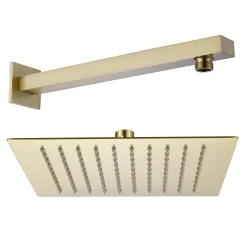 Harbour Status Square Shower Head with Shower Arm - Brushed Brass