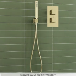 Harbour Status Square Shower Handset with Wall Outlet & Hose - Brushed Brass