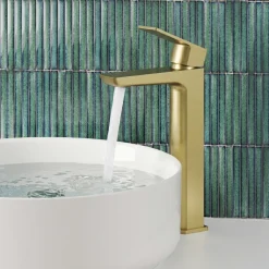 Harbour Status Tall Basin Mixer Tap - Brushed Brass