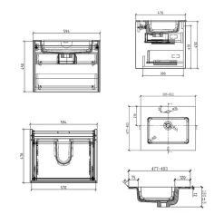 Harbour Substance 600mm 1 Drawer Wall Mounted Vanity Unit & Basin Options