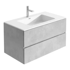 Harbour Substance 900mm 2 Drawer Wall Mounted Vanity Unit & Basin Options - Concrete Effect