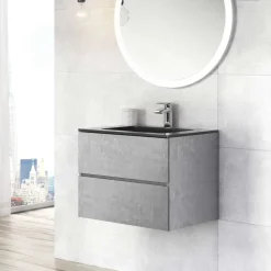 Harbour Substance 600mm 2 Drawer Wall Mounted Vanity Unit & Basin Options - Concrete Effect