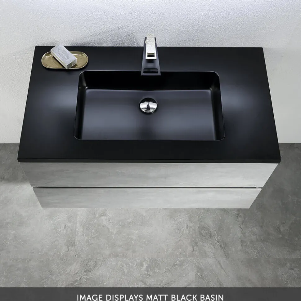 Harbour Substance 600mm 2 Drawer Wall Mounted Vanity Unit & Basin Options - Concrete Effect