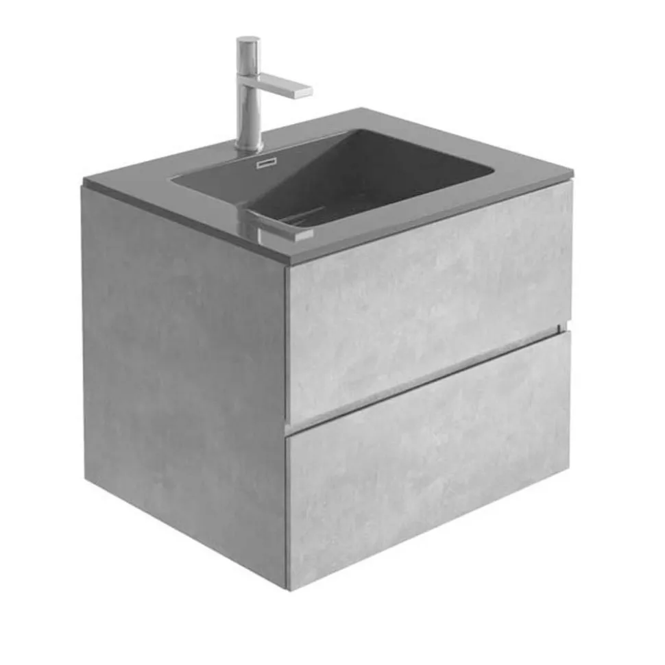Harbour Substance 600mm 2 Drawer Wall Mounted Vanity Unit & Basin Options - Concrete Effect