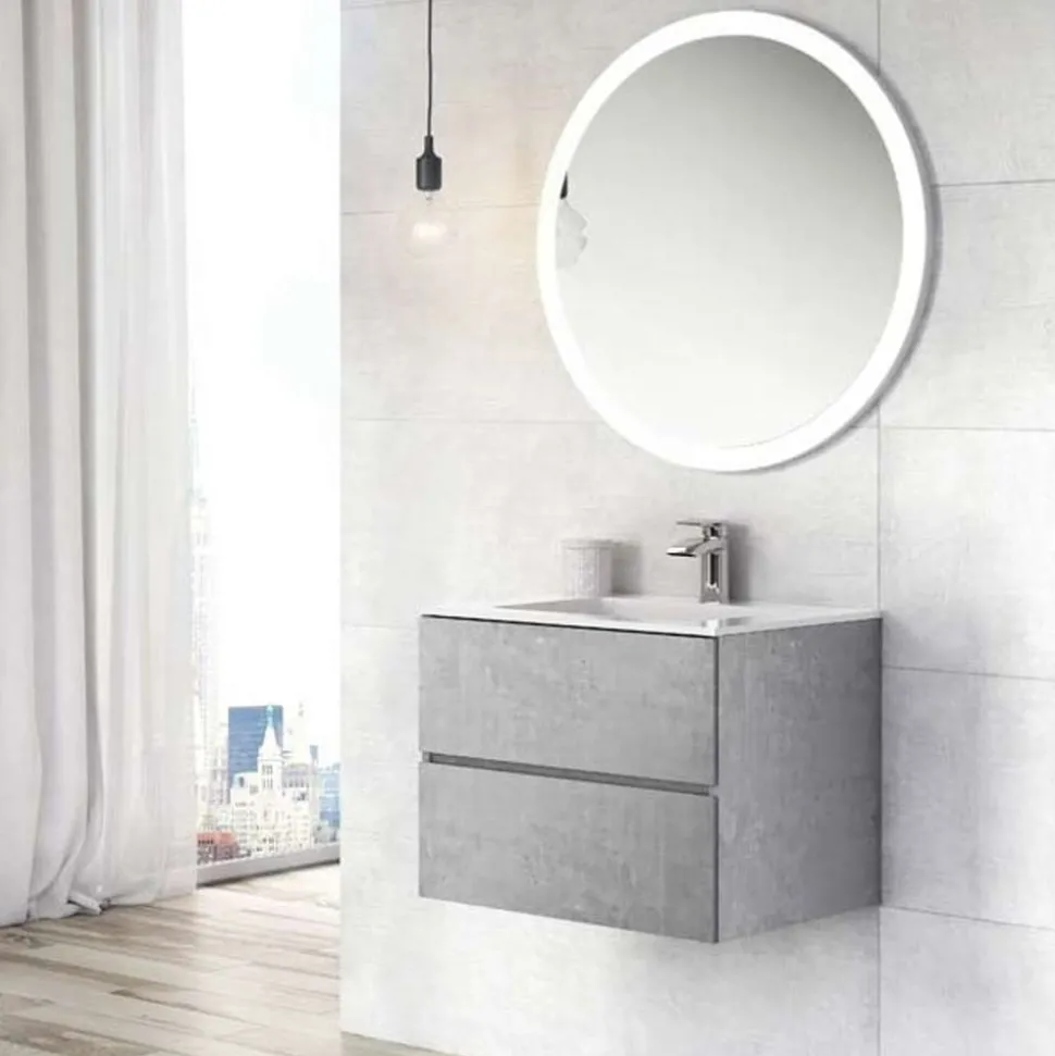 Harbour Substance 600mm 2 Drawer Wall Mounted Vanity Unit & Basin Options - Concrete Effect