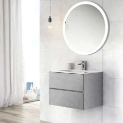 Harbour Substance 600mm 2 Drawer Wall Mounted Vanity Unit & Basin Options - Concrete Effect