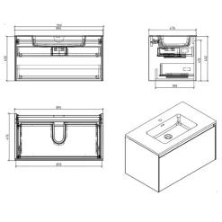 Harbour Substance 900mm 1 Drawer Wall Mounted Vanity Unit & Basin Options