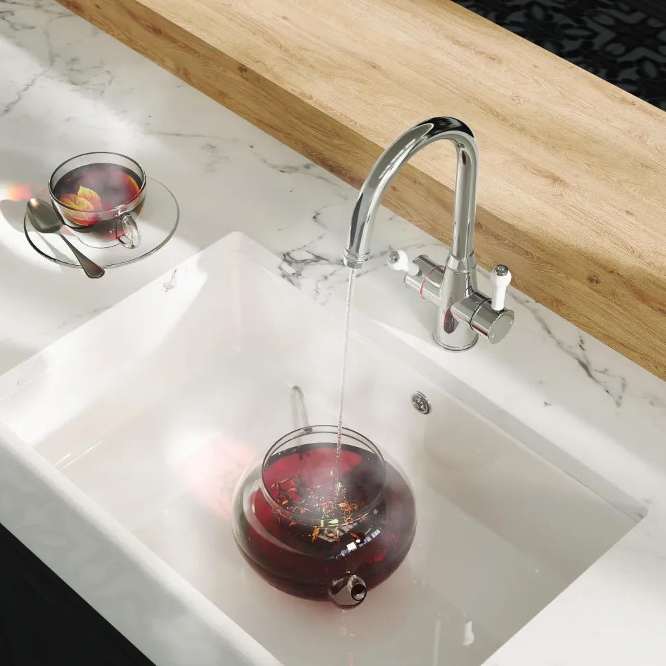 Harbour Traditional 3-in-1 Instant Boiling Water Tap with WRAS-Approved Digital Boiler & Filter - Chrome