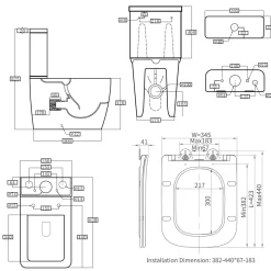 Harbour Unity Rimless BTW Close Coupled Toilet & Soft Close Seat
