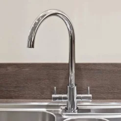 Harbour Vibe Twin Lever Mono Kitchen Mixer Tap - Polished Chrome