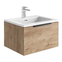 Harbour Virtue 600mm Wall Hung Vanity Unit with LED Illumination, Matt Black Handle & Basin