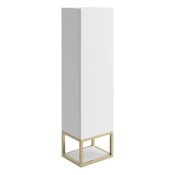 Harbour Virtue 1100mm Wall Mounted Tall Storage Cabinet with Brushed Brass Frame Shelf