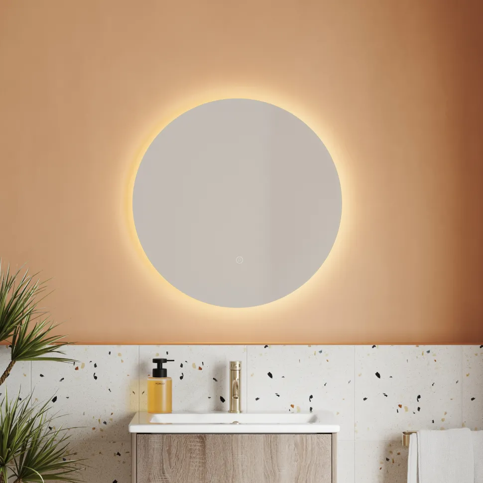 Harbour Vision LED Illuminated Round Bathroom Mirror with Demister Pad - 600mm