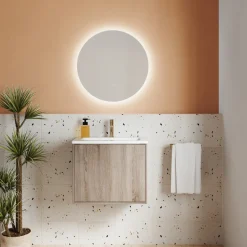 Harbour Vision LED Illuminated Round Bathroom Mirror with Demister Pad - 600mm