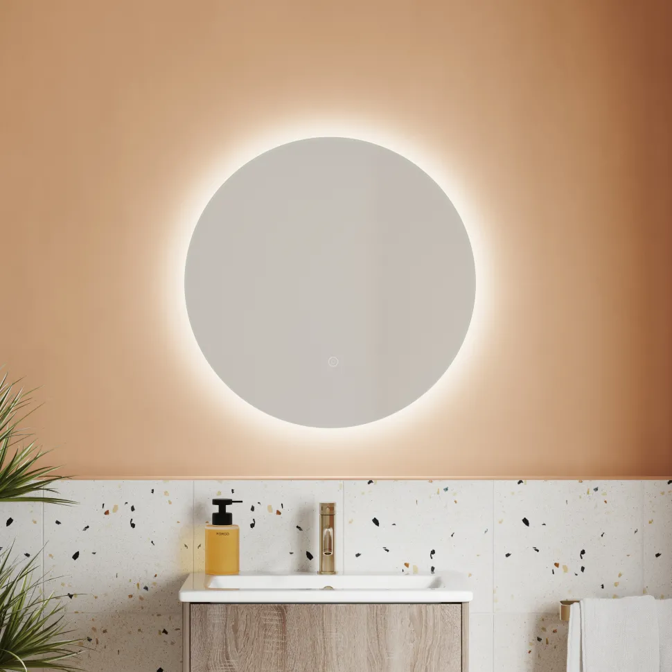 Harbour Vision LED Illuminated Round Bathroom Mirror with Demister Pad - 600mm