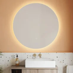 Harbour Vision LED Illuminated Round Bathroom Mirror with Demister Pad - 800mm