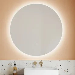 Harbour Vision LED Illuminated Round Bathroom Mirror with Demister Pad - 800mm