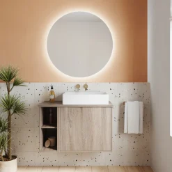 Harbour Vision LED Illuminated Round Bathroom Mirror with Demister Pad - 800mm