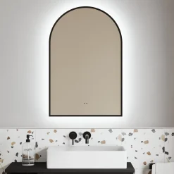 Harper LED Illuminated Arch Framed Mirror with Demister Pad & Colour Change Lights - 500 x 750mm