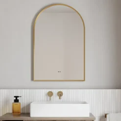 Harper LED Illuminated Arch Framed Mirror with Demister Pad & Colour Change Lights - 500 x 750mm