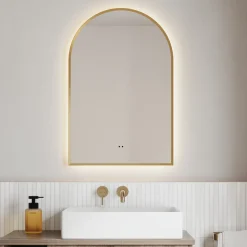 Harper LED Illuminated Arch Framed Mirror with Demister Pad & Colour Change Lights - 500 x 750mm