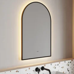 Harper LED Illuminated Arch Framed Mirror with Demister Pad & Colour Change Lights - 500 x 750mm