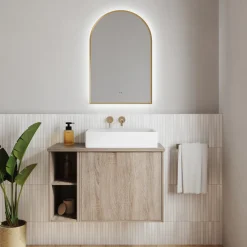 Harper LED Illuminated Arch Framed Mirror with Demister Pad & Colour Change Lights - 500 x 750mm