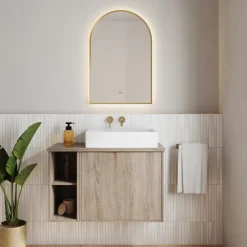 Harper LED Illuminated Arch Framed Mirror with Demister Pad & Colour Change Lights - 500 x 750mm