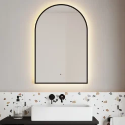 Harper LED Illuminated Arch Framed Mirror with Demister Pad & Colour Change Lights - 500 x 750mm