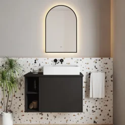 Harper LED Illuminated Arch Framed Mirror with Demister Pad & Colour Change Lights - 500 x 750mm