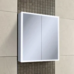 hib. Qubic LED Illuminated Mirror Cabinet with Shaver Socket - 3 Sizes