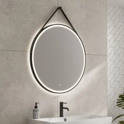 hib. Solstice Illuminated LED Matt Black Round Mirror with Demister Pad - - 600mm & 800mm