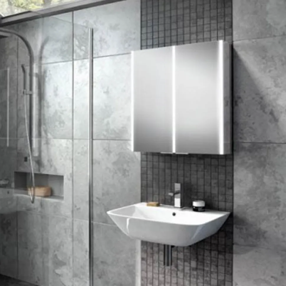 hib. Xenon 60 LED Illuminated Mirror Cabinet With Mirrored Sides