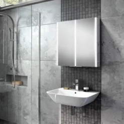 hib. Xenon 60 LED Illuminated Mirror Cabinet With Mirrored Sides