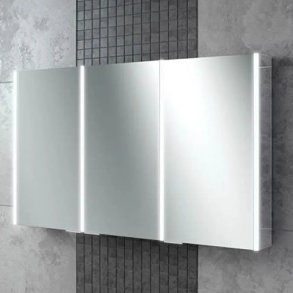 hib. Xenon 120 LED Illuminated Mirror Cabinet With Mirrored Sides