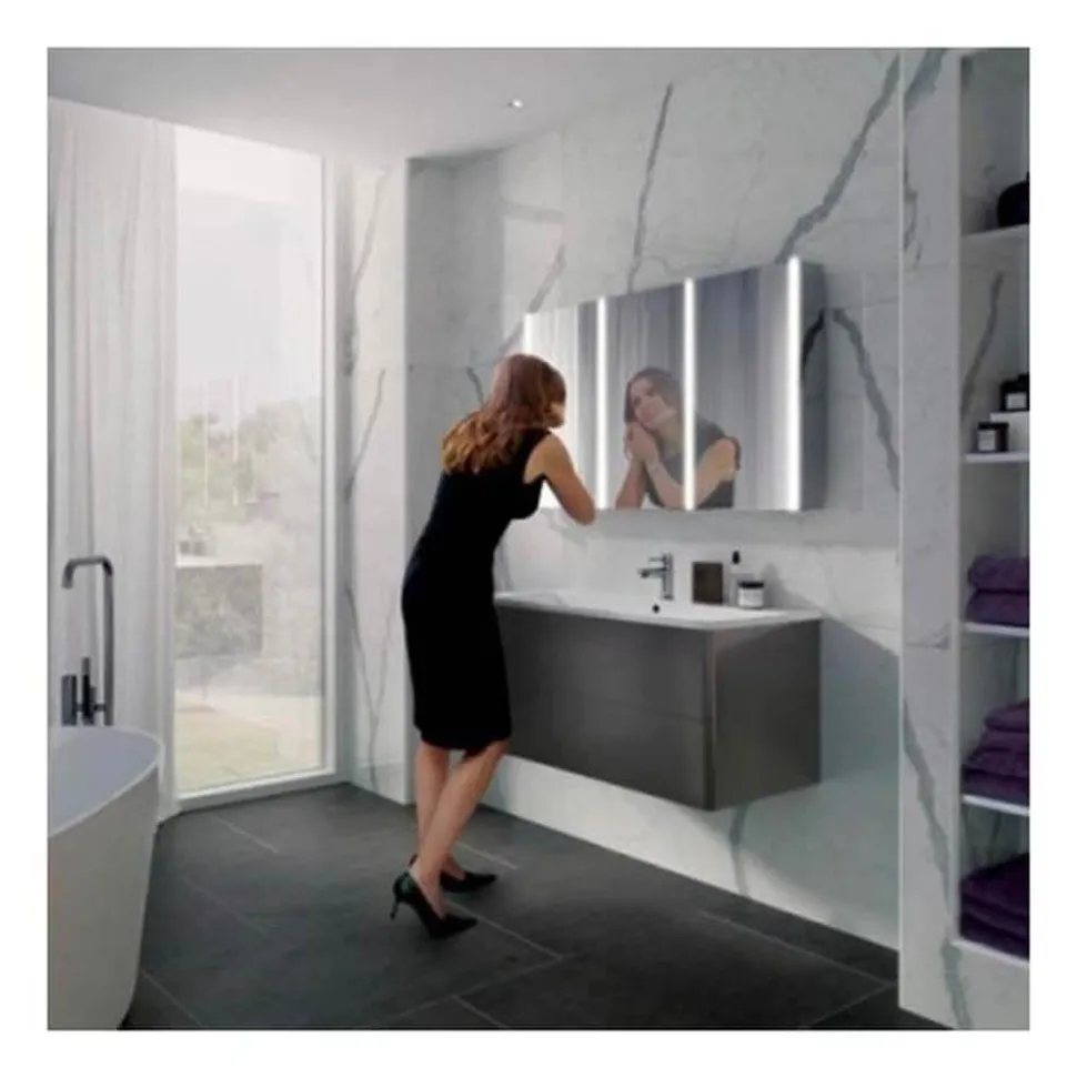 hib. Xenon 120 LED Illuminated Mirror Cabinet With Mirrored Sides