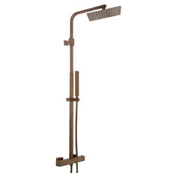 HIX 2 Outlet Exposed Thermostatic Bar Shower Valve with Slide Rail & Handset - Brushed Bronze