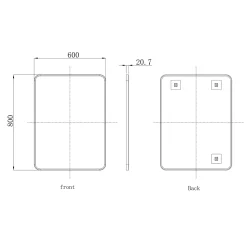 HIX Rectangular Framed Bathroom Mirror - 600 x 800mm