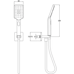HIX Shower Handset with Hose, Wall Oultet & Integrated Holder